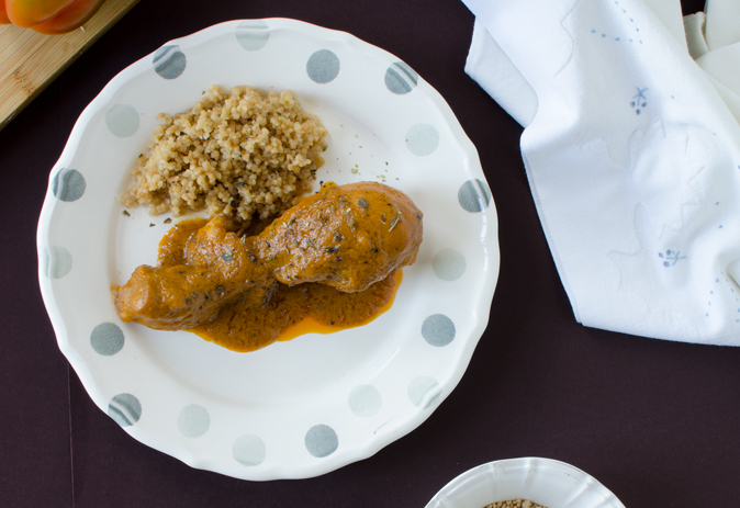 Pollo al chilindrón con couscous