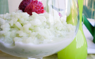 Arroz con leche aromatizado con té verde de Ceylán
